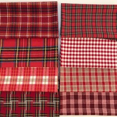 8 Pcs 18×22 Inch Red Plaid Fat Quarter Fabric 18 x 22 Inch,