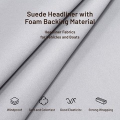 Auto Headliner Fabric 142″ L x 60″ W Foam Backing – Gray Mesh Replacement Materi