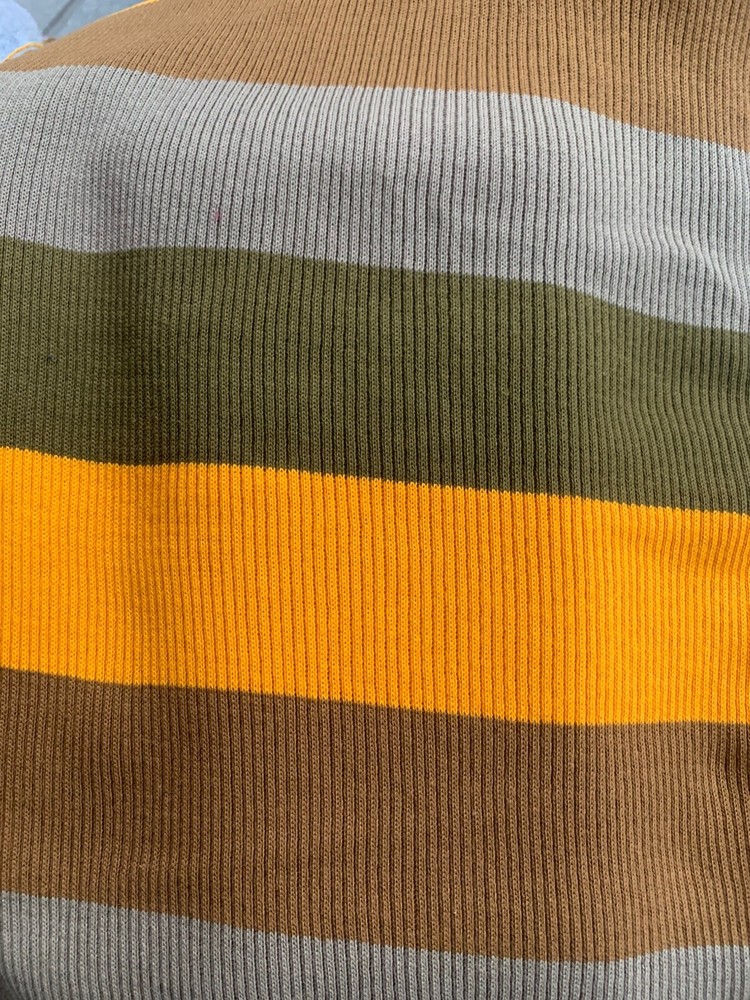 Over 1 Yard Brown Tan Orange Stripes Striped Sweater Fabric Polyester Cotton