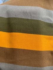 Over 1 Yard Brown Tan Orange Stripes Striped Sweater Fabric Polyester Cotton