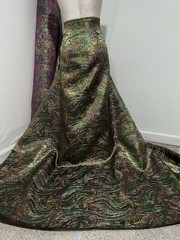Green Purple Copper Paisley Metallic Brocade Fabric 60” Width Sold By The Yard