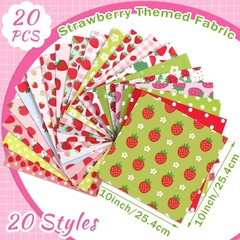HunnmingRe 20 Pcs 10”x10” Strawberry Quilting Fabric Square Strawberries Precu