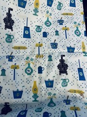 VTG 50-60`s Kitschy Kitchen & Parlor Decor on White Turquoise & Stars BTHY