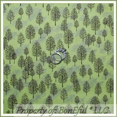 BonEful Fabric FQ Cotton Quilt Winter Scenic Forest Wood Tree Brown Silver Green