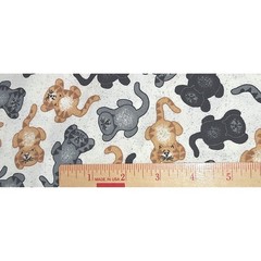 Novelty Cat Print Cotton Fabric Ginger Grey Black Cats 34 x 35