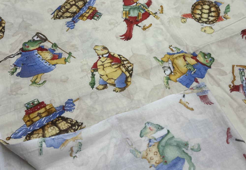 Woodsy Wonder Birds Frog Tan Cotton Fabric Wecker Frisch MMFab BTHalfY #53