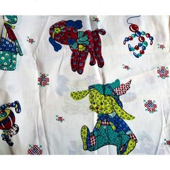Vintage Children’s fabric Bright colors 36″W x 16″ Long plus a scrap