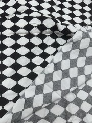 Black White Harlequin Diamond Pattern Cotton Fabric 3/4 yard #55