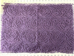 18 x 54 Inch 3D Mesh Remnant Purple Raised Flower Shapes Fabric Lace