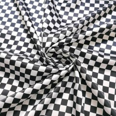 By Yard Chessboard Plaid Satin Fabric Geometric Silky Charmeuse material