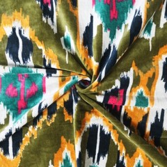 Green Soft Velvet Print Fabric Indian Dress Sewing Upholstery Velvet By Yard