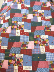 VTG Fabric Quilt Cotton Cheater Patchwork “I Love to Quilt” Crazy Quilt 4 yd