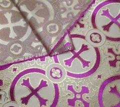 Purple Gold Metallic Brocade Fabric For Lent Resurrection Religious Liturgical