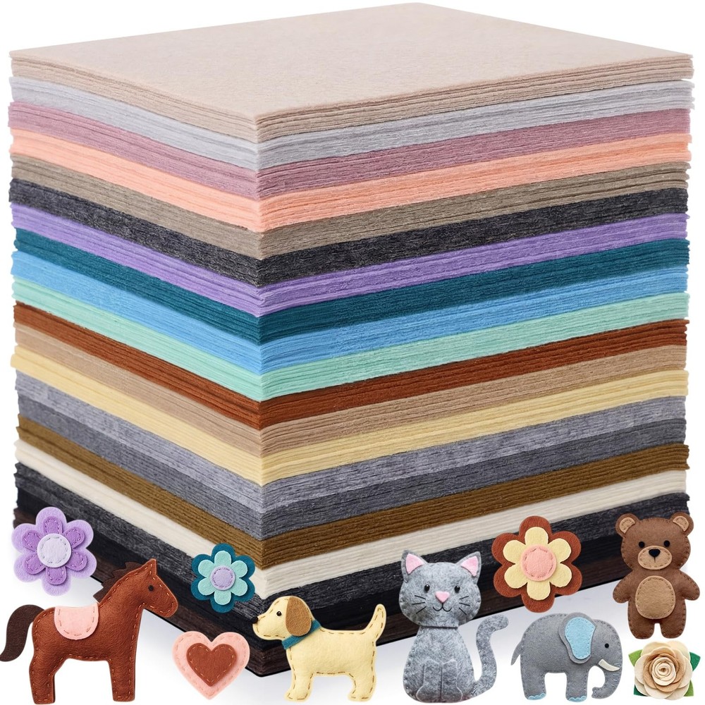 100 Pcs 8 x 12 Inches Felt Fabric Sheet for Craft Thin Soft 20 Colors Felt Sh…