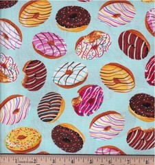 Cotton Tossed Donuts Desserts Foods Frosting Fabric Print by Yard D567.20