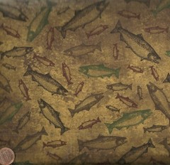 Elk Mountain fish toss dark caramel fabric fabric