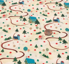 Farms*Barns*Silos*Pine Trees*Tonal White w/Dots* QT Fabrics*100% Cotton*9″ x 21″