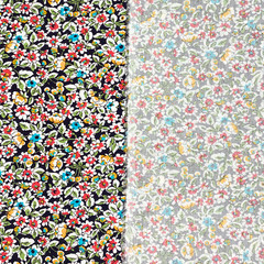 Red Blue Green Floral Cotton Fabric: Colorful Vintage Inspired Material 58 “W