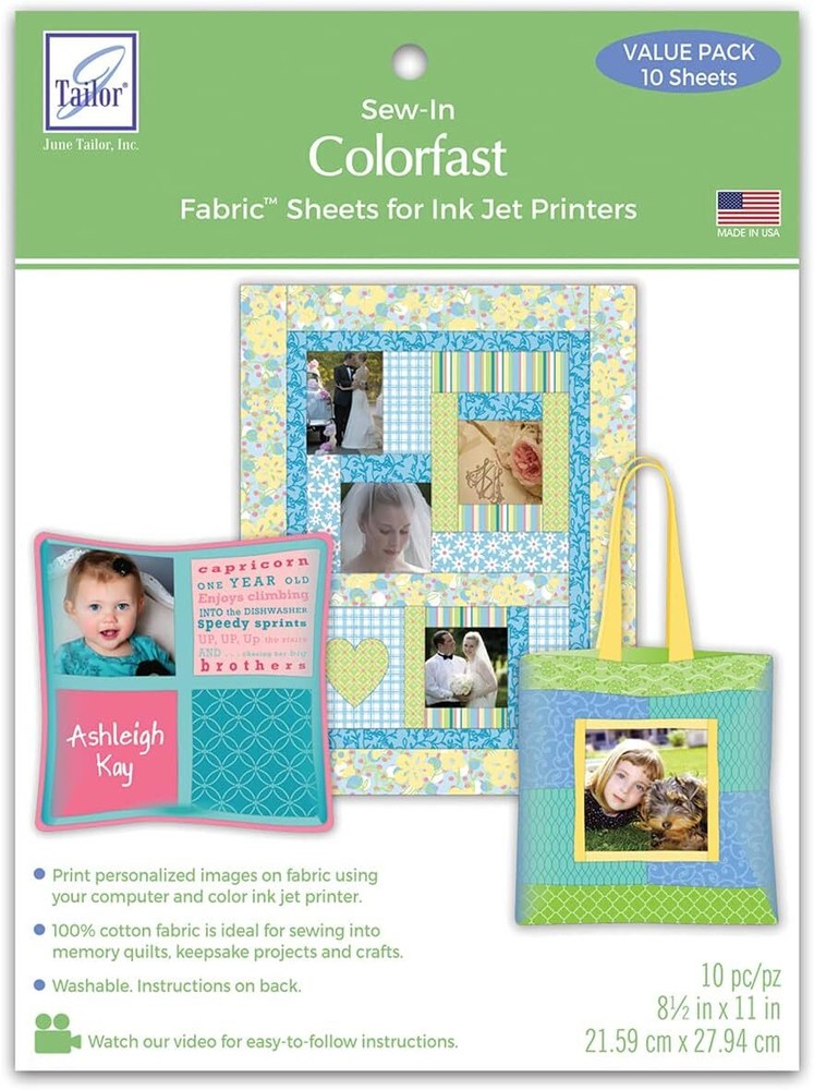 White Cotton Fabric Project Sheets For Inkjet Printing 10 Pack 8.5 X 11 Inch