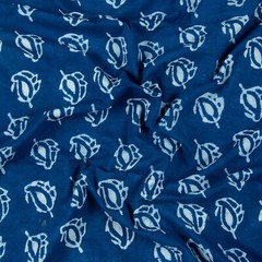 Handcrafted Indigo Cotton Fabric – 2.5 Yards Block Print for Dressmaking & Craft