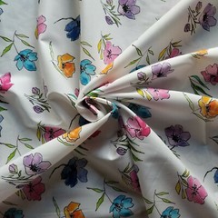 Colorful Scattered Flowers on Cotton Lawn Shirting – Soft and Light! So Cute!