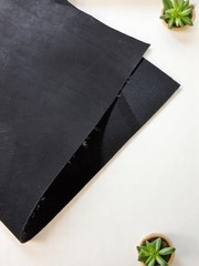 Nubuck Cowhide Leather 1.0-1.5mm Matte, Brushed Top, Black