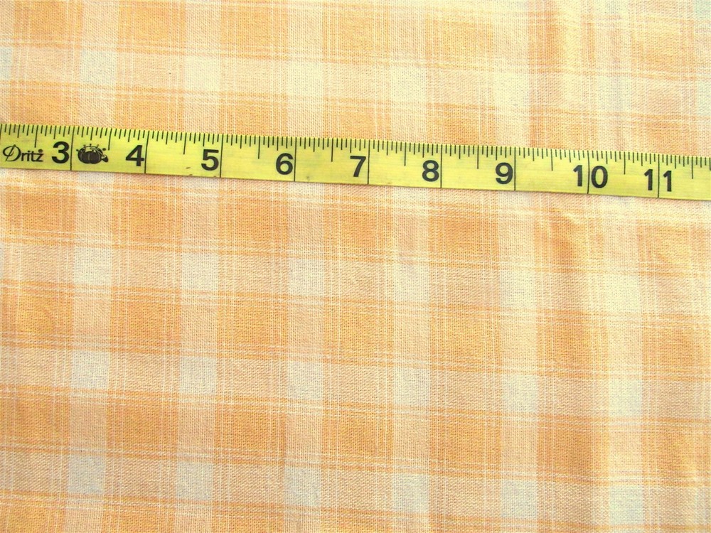 1 1/8 yd Woven Cotton Fabric Golden Yellow & Pale Yellow Plaid