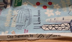 1-2/3 Yds CITY SIGNATURE M’Liss Cotton Fabric HONG KONG Victoria Harbour Blue