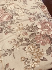 Vintage lg scale Floral Pink Taupe Sage Upholstery Sewing Fabric 104″ x 56″