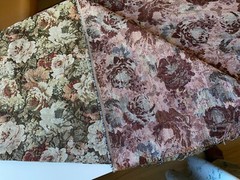 UPHOLSTERY FABRIC~Woven Tapestry~VICTORIAN WHITE ROSES~English Garden~BrownGreen