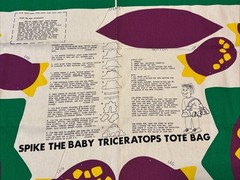 Vtg Cut N Sew Spike the Baby Triceratops Canvas Fabric Tote Bag Princess Fabrics