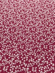 Burgundy Wine Red Color Fabric With Gold Leaves And Stems 43” X 23”