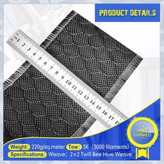 4in x 5ft Bee Hive Carbon Fiber Fabric Roll 2×2 Twill Weave 3K 220g Sheet