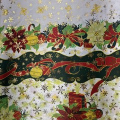 White Christmas Poinsettia Tablecloth Off The Bolt 1 Yard Continuous Cuts
