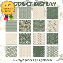 32Pcs Sage Green Floral Cotton Fabric Bundles 10 X 10 Inch Greenery Fabric