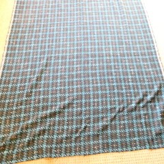 Large Scale Plaid Boucle Tweed Wool Fabric Blue Gray 60 in x 3.5 yds Vintage