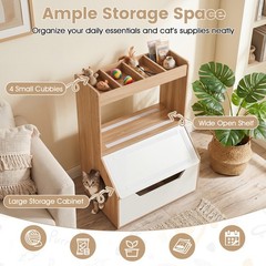 Modern Cat Litter Box Enclosure 3-in-1 Hidden Cat House Cabinet w/ 4 Cubbies
