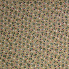 Green Leaves Berries on Beige Cranston VIP Cotton Fabric-Primitive Style 2 YDs