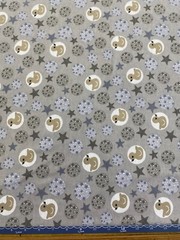Richlin Fabrics ~100% Cotton Flannel ~ Grey Stars/Moons ~ per half yard