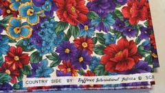 Hoffman Country Side Bright Floral Purple Red Cotton Fabric 2+ Yards 1990’s