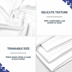 Embroidery Fabric Squares 8X8In, 12 Pcs White Cotton Cloth for DIY Crafts | Embr