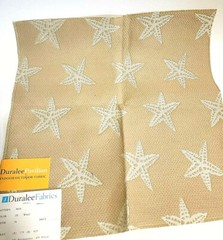 Nautical SEA STAR Designer Fabric Reversible Beige Ivory by Duralee 17″ Sq.