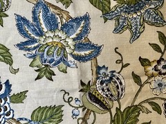 2pc Blue Floral Textured Upholstery Fabric 54”x36”Wide w/ONE Selvage+12”x29”