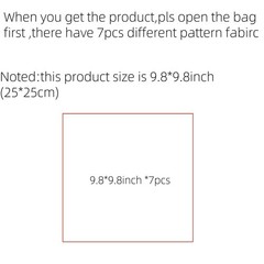 7Pcs 9.8″ x 9.8″(25 * 25CM) Cotton Fabric DIY Making Supplies Quilting Patchw…