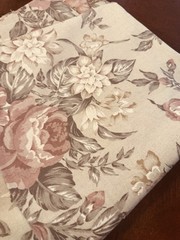 Vintage lg scale Floral Pink Taupe Sage Upholstery Sewing Fabric 104″ x 56″