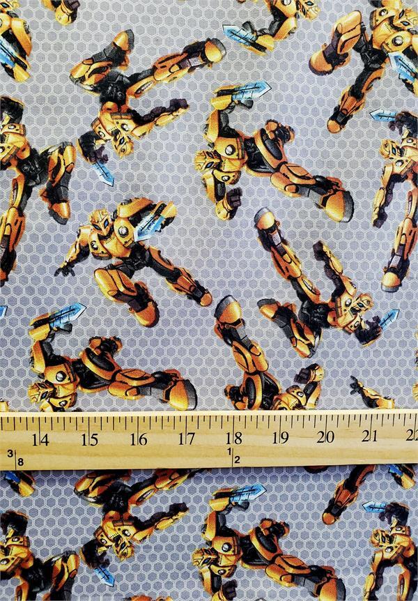 100% Cotton Fabric “Transformers, BumbleBee – HoneyComb pattern” Print /45″ Wide