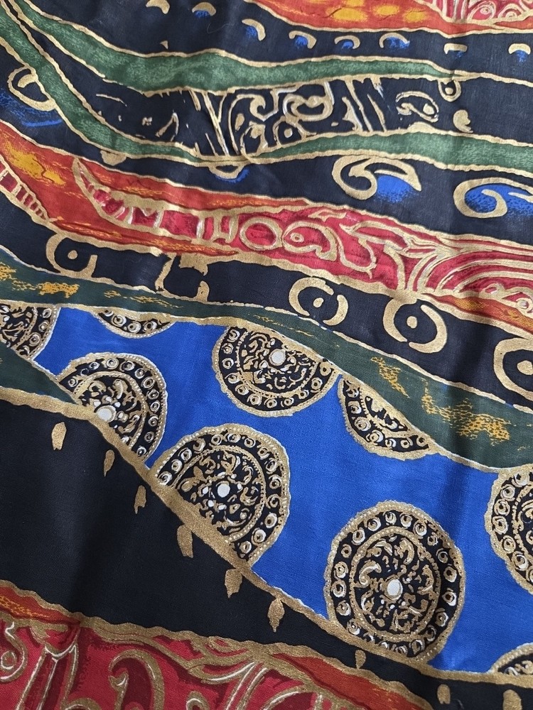 Vintage 90s Boho Abstract Ethnic World Print Cotton Fabric 42” Wide By the Yard
