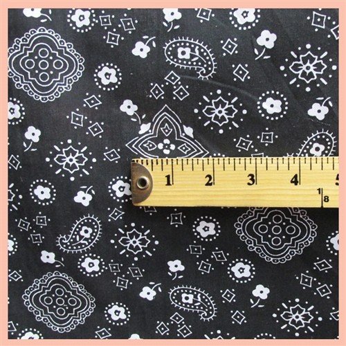 BANDANNA BLACK POLY COTTON FABRIC 58″ WIDE FREE SHIPPING BY THE YARD