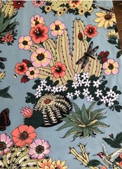 Alexander Henry Hacienda Cactus Fabric BTY Desert Flowers Butterfly Chambray