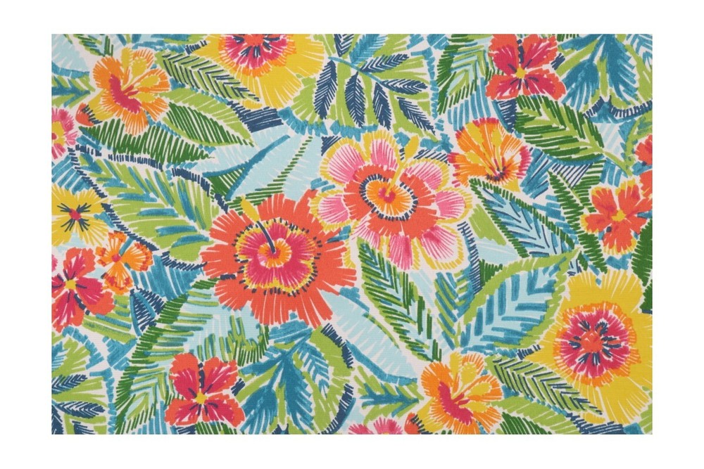Richloom Pensacola Printed Polyester Outdoor Fabric in Multi y the yard CA